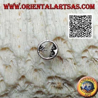 Mini arete de plata, media luna con puntas unidas y estrella en el interior