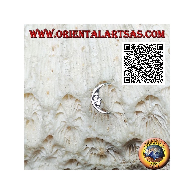 Mini boucle d'oreille en argent, le petit croissant