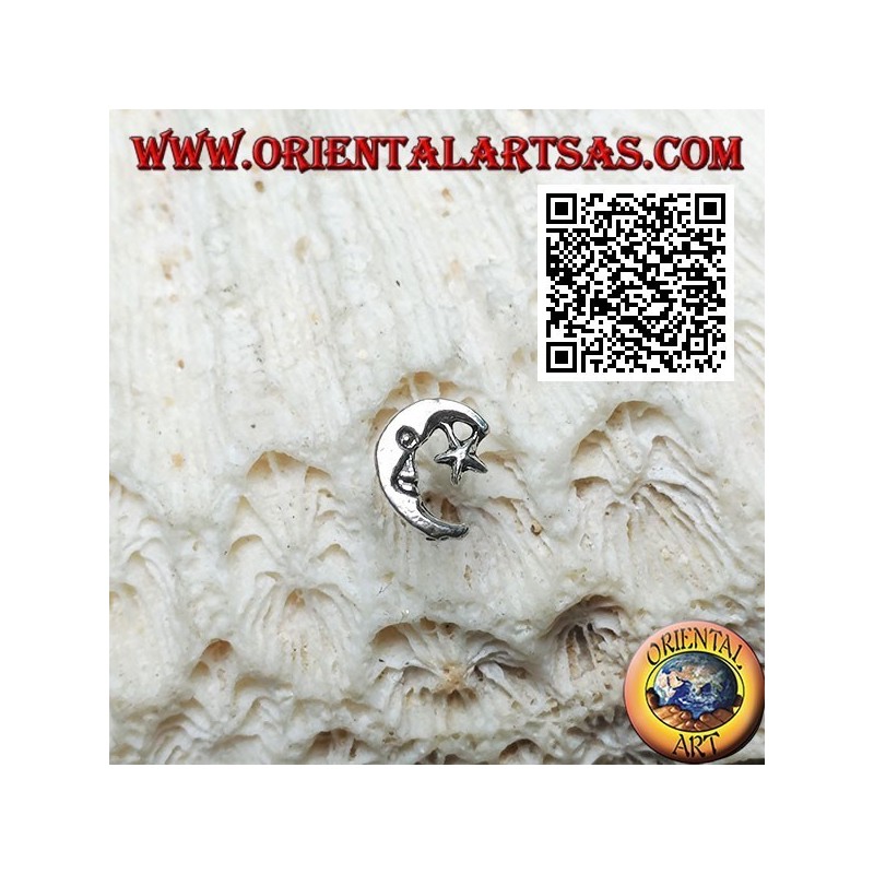 Mini silver earring, the crescent with the star (a)