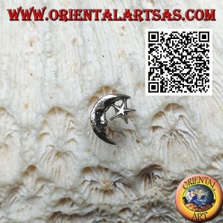 Mini silver earring, the crescent with the star (c)
