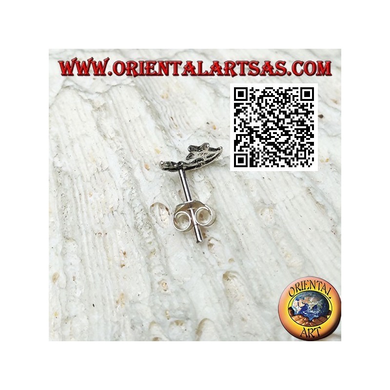 Mini boucle d'oreille en argent, le croissant avec l'étoile (c)