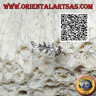 Mini silver earring, fish bone with eye