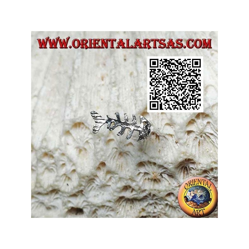 Boucle d'oreille mini argent, arête de poisson avec oeil