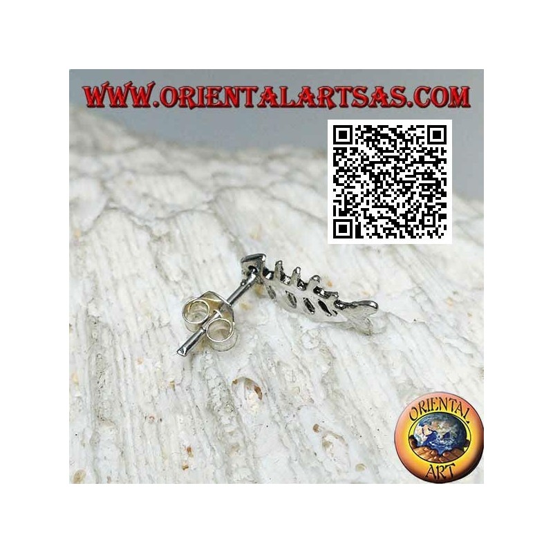 Mini silver earring, fish bone with eye