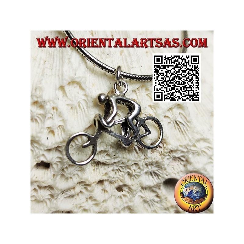 Pendentif en argent, le cycliste sprinter de course