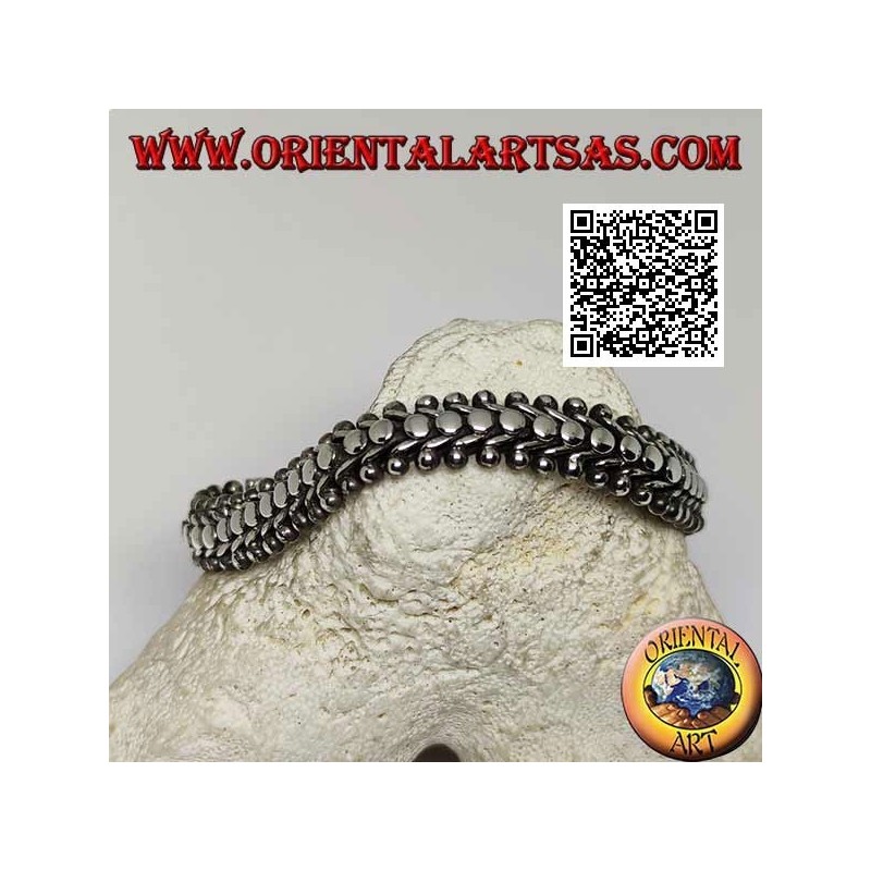 Bracelet en argent large de 22 cm x 11 * 5 mm plat et lisse