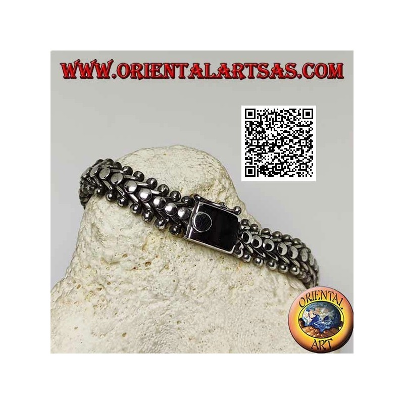 22 cm x 11 * 5 mm glattes, flaches Tausendfüßler-Silberarmband