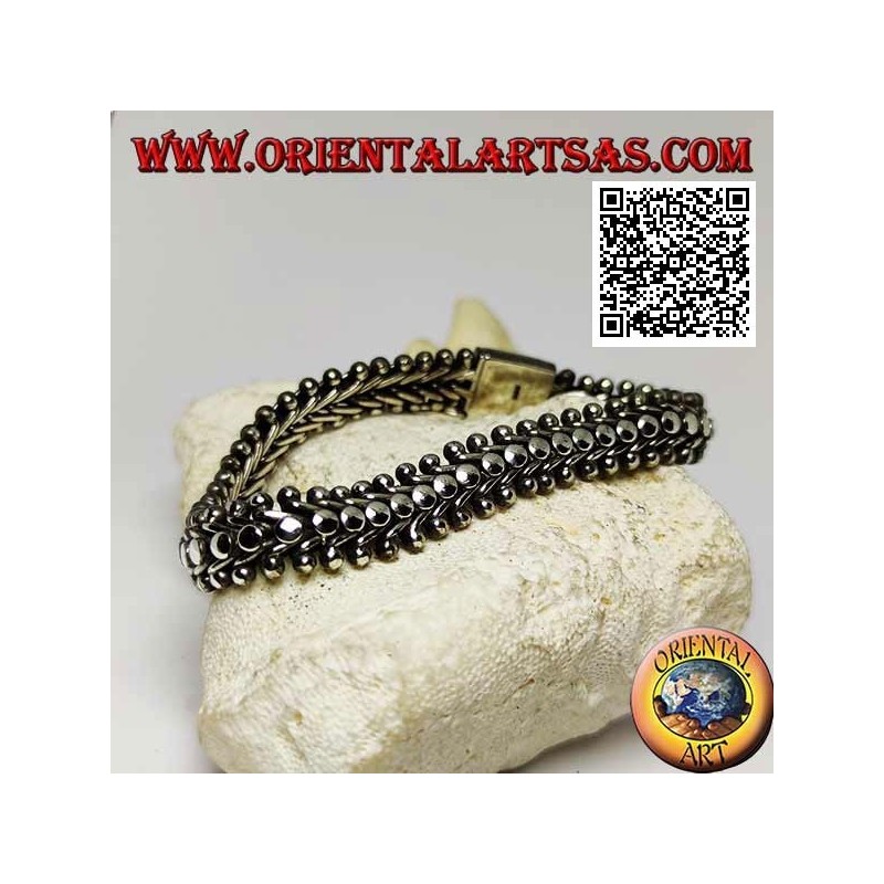 22 cm x 11 * 5 mm glattes, flaches Tausendfüßler-Silberarmband