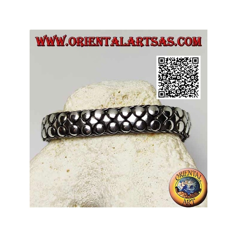 Pulsera de plata plana, ancha y lisa de discos y rombos 20 cm x 12 * 5 mm