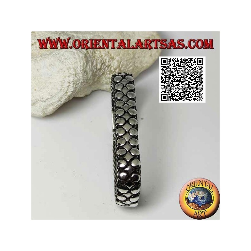 Bracciale Argento Piatto Largo Liscio Dischetti Rombi | Oriental Art