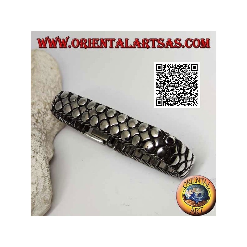 Bracciale Argento Piatto Largo Liscio Dischetti Rombi | Oriental Art