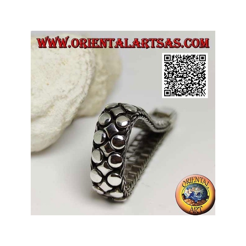 Bracciale Argento Piatto Largo Liscio Dischetti Rombi | Oriental Art