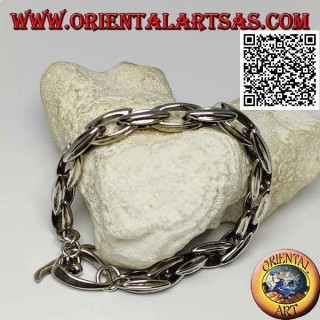 Silver clasp bracelet with 23 cm x 9 mm elongated oval rings
