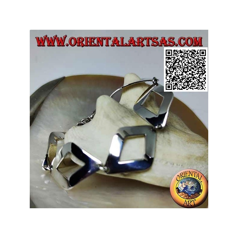 Bracciale Argento 5 Rombi Lisci Bombati 20,5cm | Oriental Art