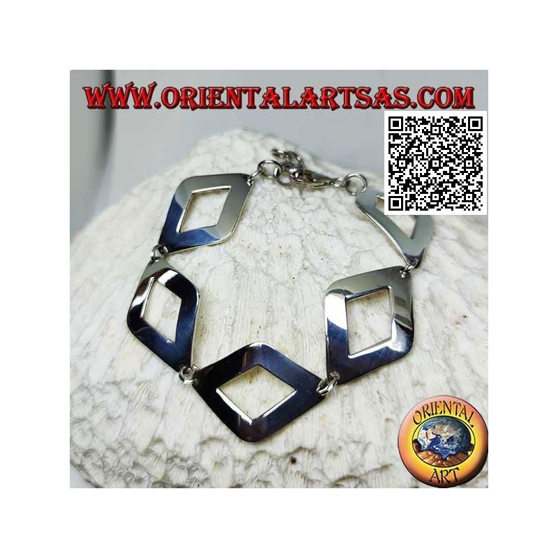 Bracciale Argento 5 Rombi Lisci Bombati 20,5cm | Oriental Art