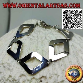 Silberarmband mit 5 glatten, leicht gerundeten, perforierten Rauten von 20,5 cm