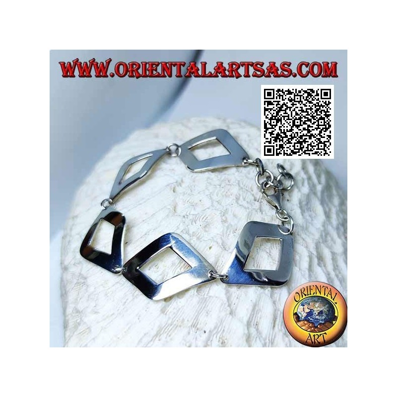 Bracciale Argento 5 Rombi Lisci Bombati 20,5cm | Oriental Art