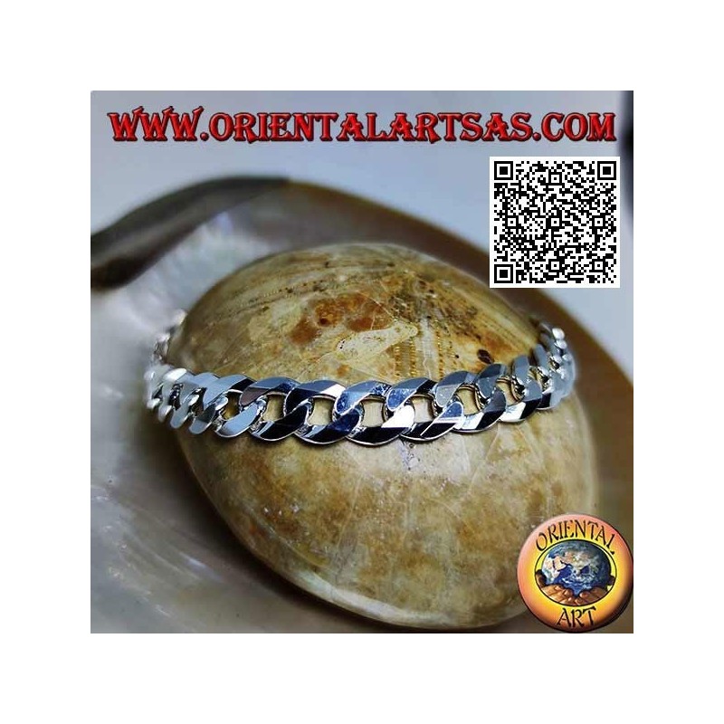 20cm x 8 * 2mm diamond groumette chain smooth silver bracelet