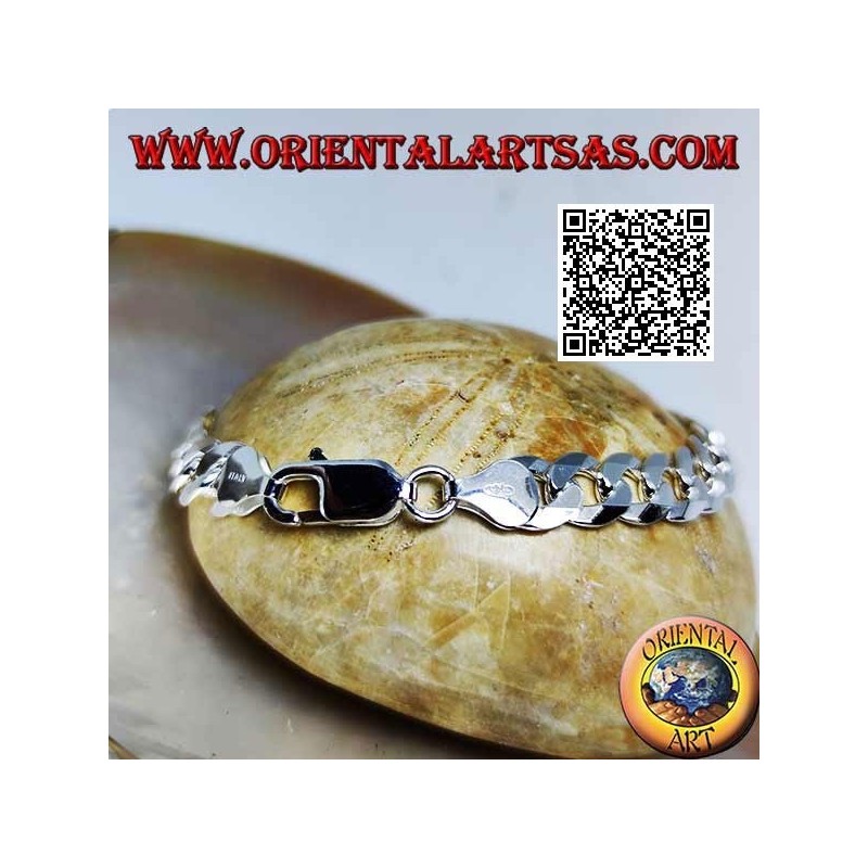 20 cm x 8 * 2 mm pulsera de plata lisa con cadena gruesa de diamantes