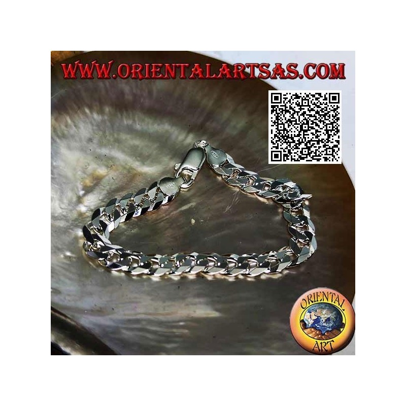 Bracciale Argento Groumette Diamantata 8x2mm | Oriental Art