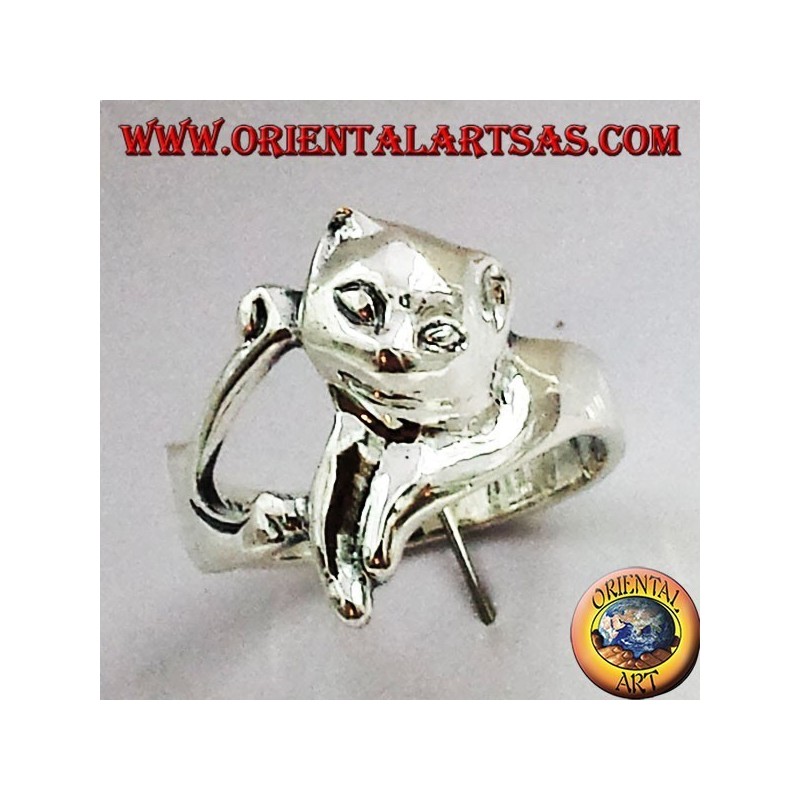 Anello gatto (micio) in argento