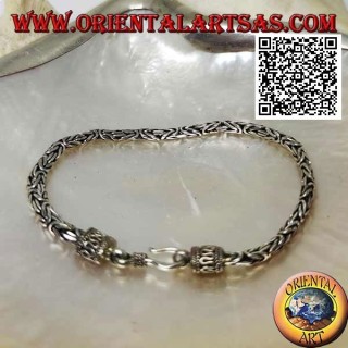 18,5 cm x 4 * 3 mm Crushed "Borobudur" (byzantinisches Glied) Mesh Silver Bracelet