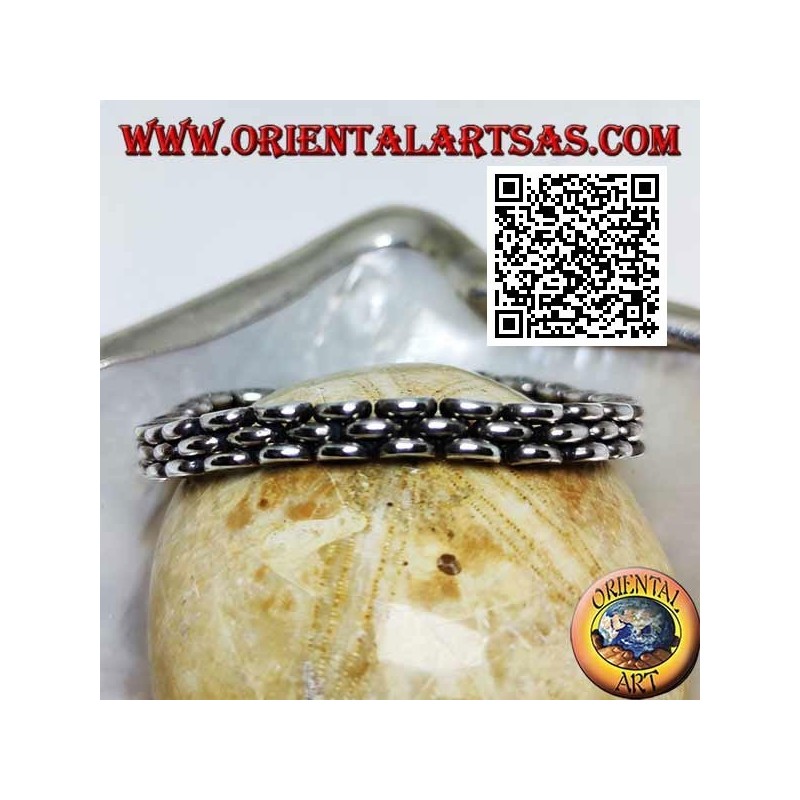 Pulsera de plata suave con anillo de tres filas de 19,5 cm x 7 * 5 mm