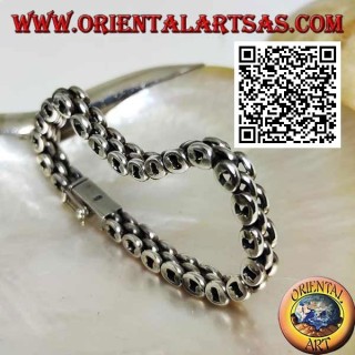 Pulsera de plata suave con anillo de tres filas de 19,5 cm x 7 * 5 mm