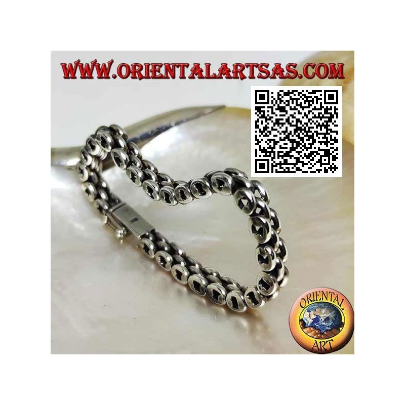 Bracelet en argent doux avec anneau à trois rangées de 19,5 cm x 7 * 5 mm