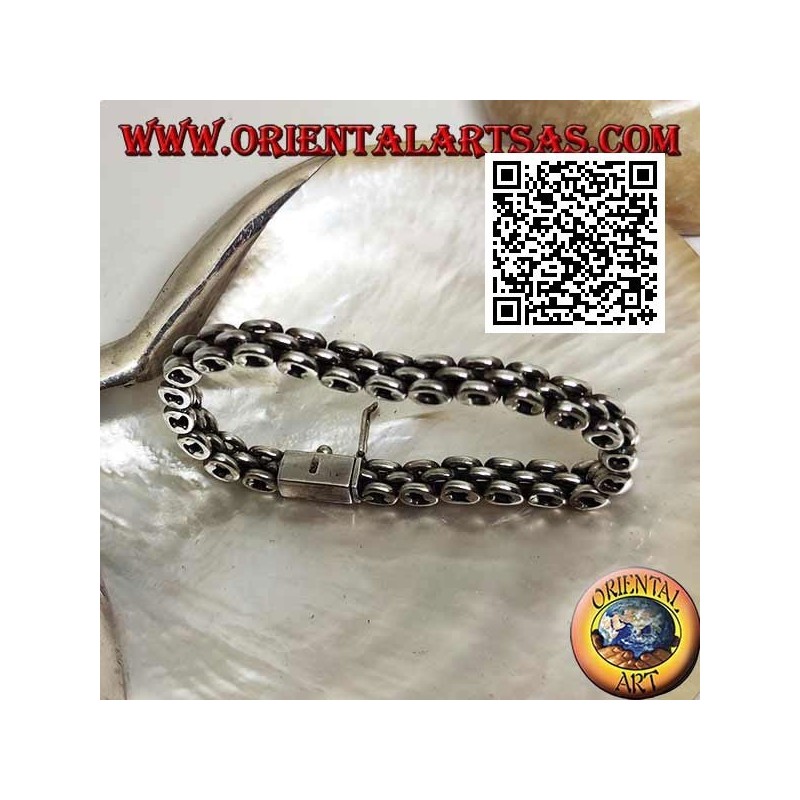 Bracciale Argento Morbido, 3 File Anelli Design | Oriental Art
