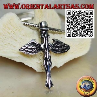 Silberkreuzanhänger mit Schwert und Engelsflügeln von St. Michael