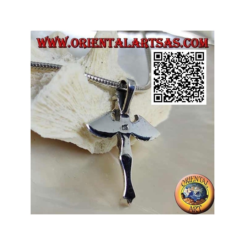 Pendentif croix en argent avec épée et ailes d'ange de Saint Michel