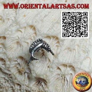 Mini boucle d'oreille en argent, l'espadon en saut