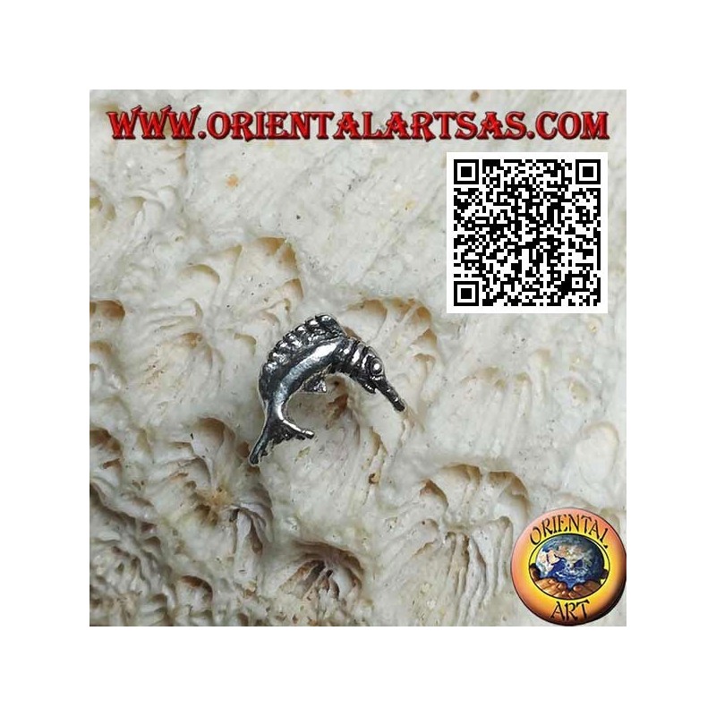 Mini boucle d'oreille en argent, l'espadon en saut
