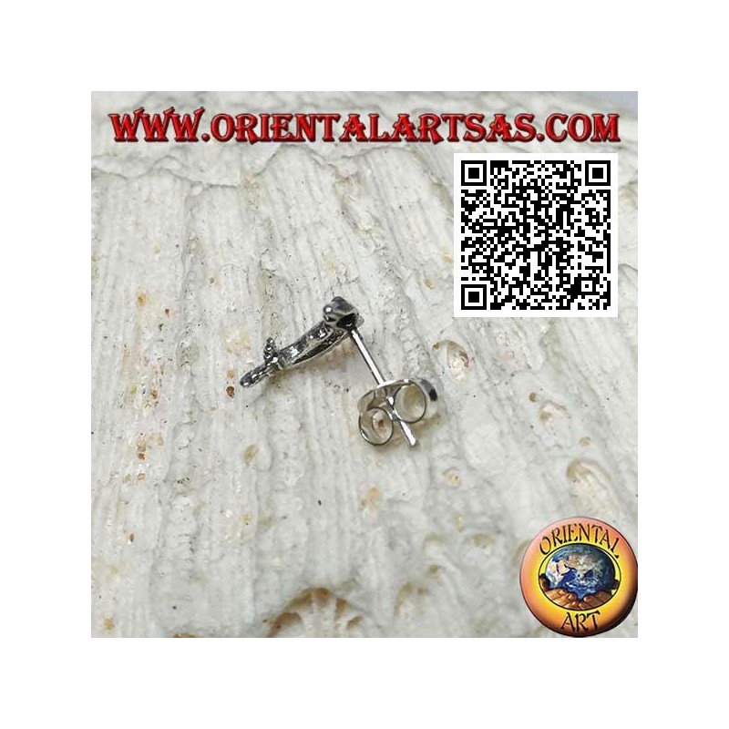 Mini silver earring, the swordfish in jump