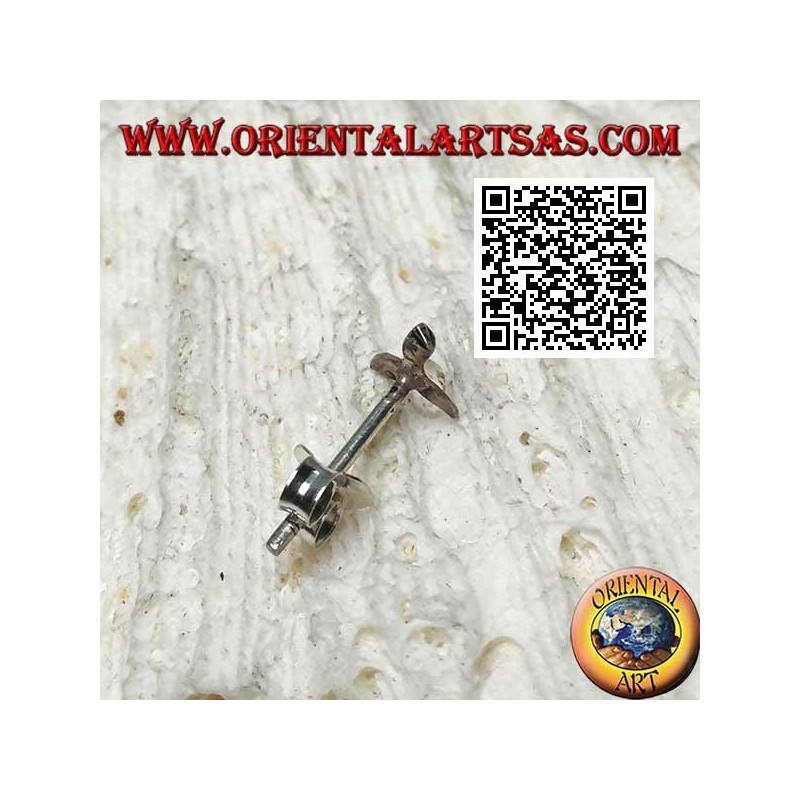 Mini boucle d'oreille en argent, petite queue de baleine lisse