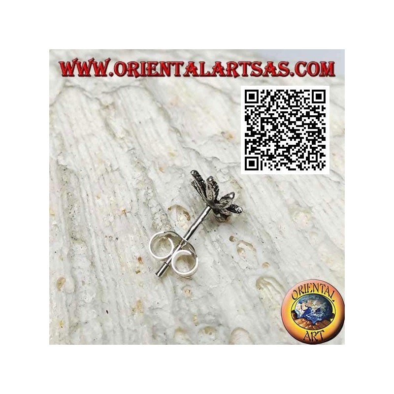 Mini silver earring, the carved marijuana leaf