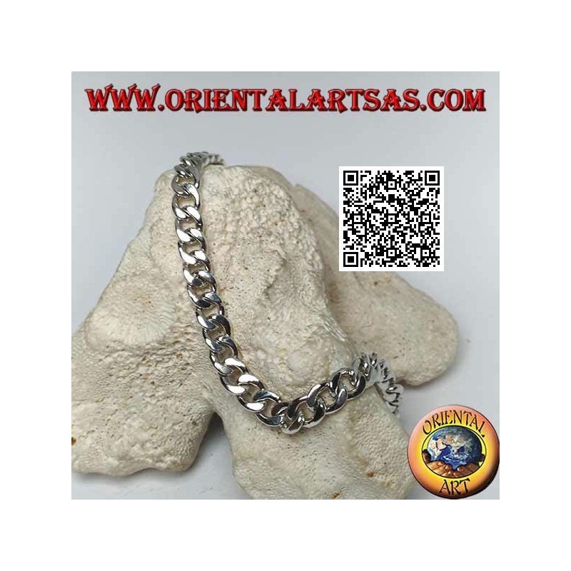 Rundketten-Silberarmband, flach und glatt, 21,5 cm x 7 * 2 mm Bordstein