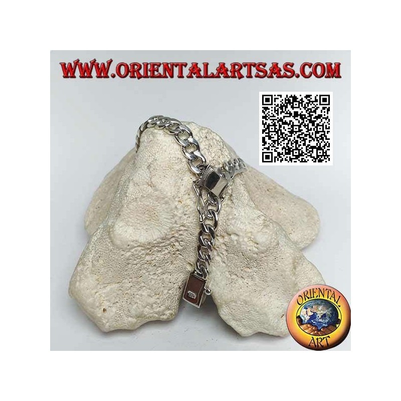 Rundketten-Silberarmband, flach und glatt, 21,5 cm x 7 * 2 mm Bordstein