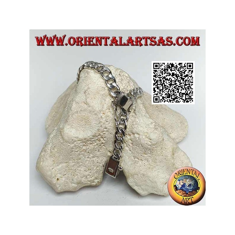 Bracciale Argento Catena Grumetta Piatta Liscio 21,5 cm | Oriental Art