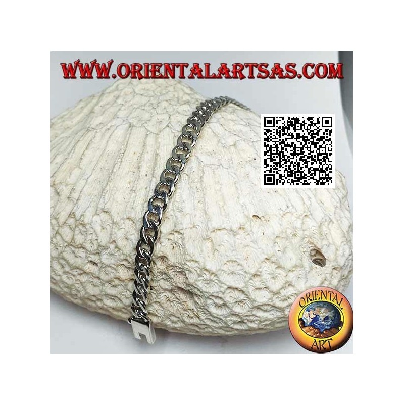 Rundketten-Silberarmband, flach und glatt, 21,5 cm x 7 * 2 mm Bordstein