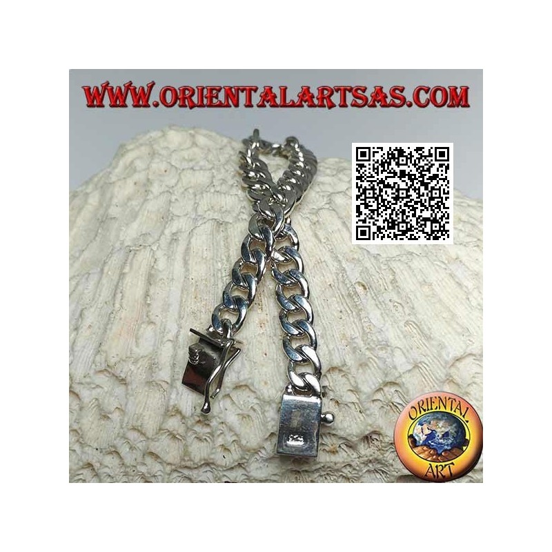 Bracciale Argento Catena Grumetta Piatta Liscio 21,5 cm | Oriental Art