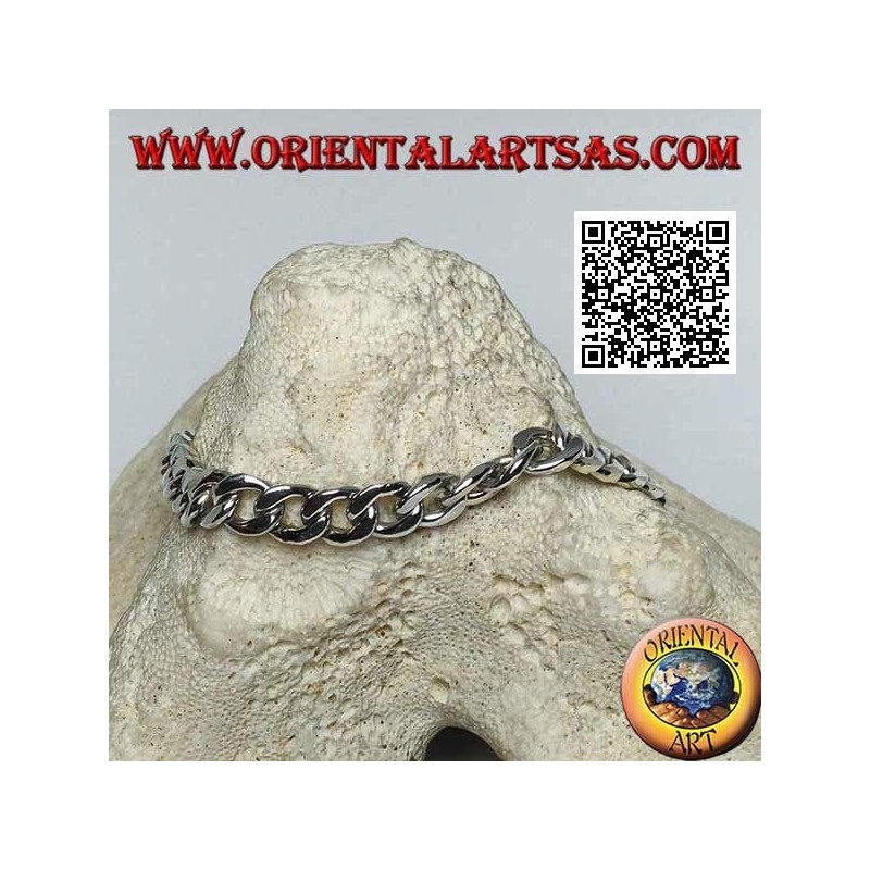 Rundketten-Silberarmband, flach und glatt, 23 cm x 7 * 2 mm Bordstein