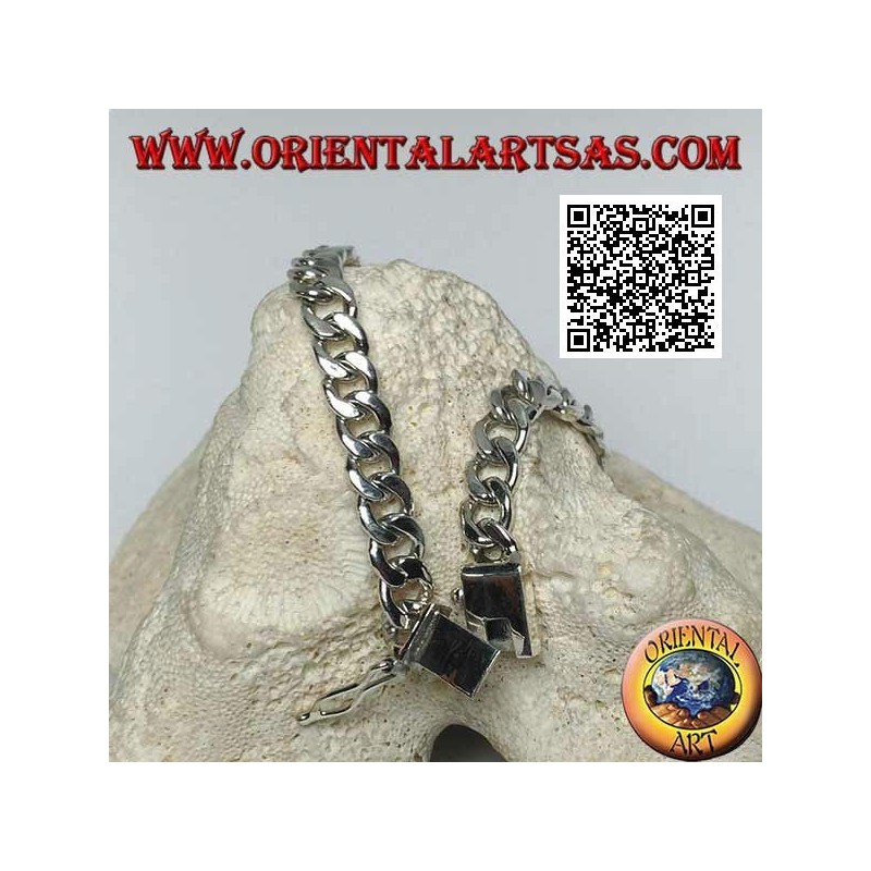 Pulsera de plata de cadena redonda, plana y lisa 23cm x 7 * 2mm bordillo