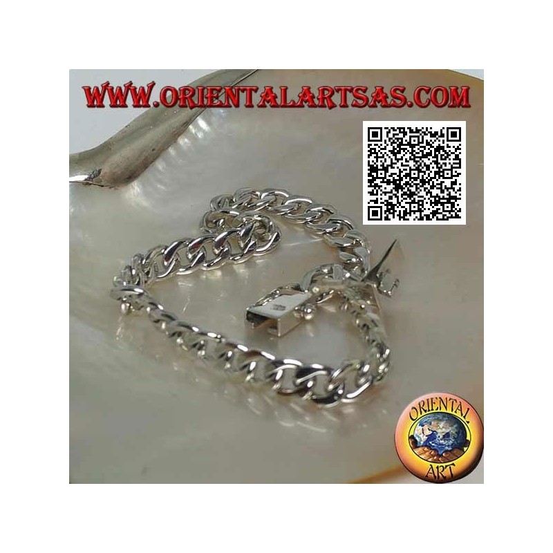 Rundketten-Silberarmband, flach und glatt, 23 cm x 7 * 2 mm Bordstein