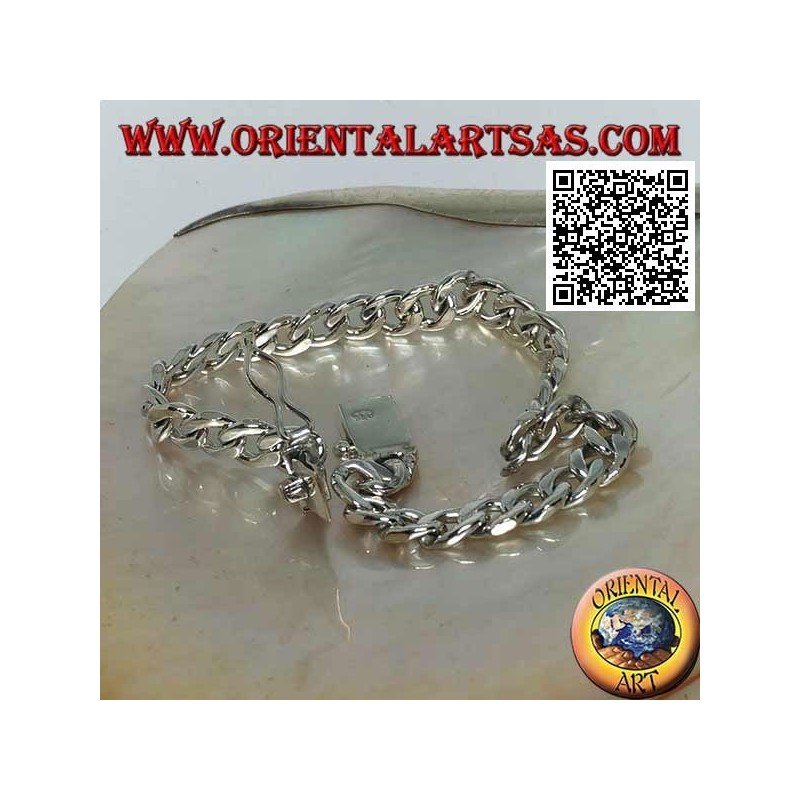 Bracelet chaîne en argent rond, plat et lisse 23cm x 7 * 2mm gourmette