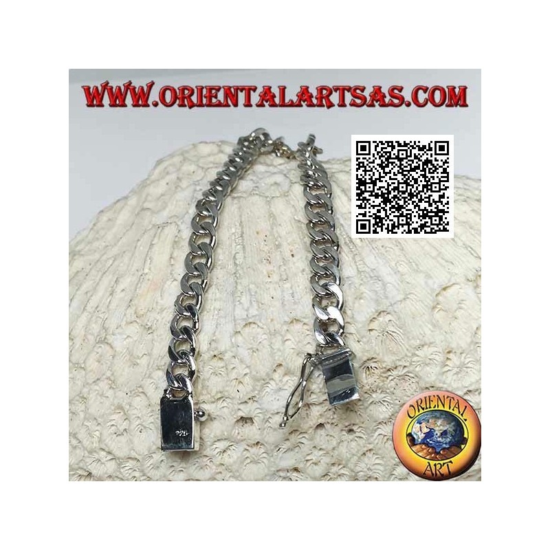 Rundketten-Silberarmband, flach und glatt, 23 cm x 7 * 2 mm Bordstein