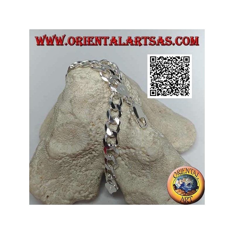 Bracciale Argento Grumetta Piatta Diamantata | Oriental Art