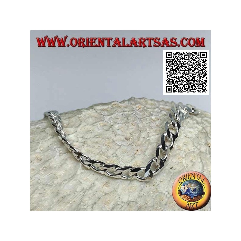 Silberarmband mit quadratischer Kette, 22,5 cm x 8 * 2 mm flach und Diamantschliff
