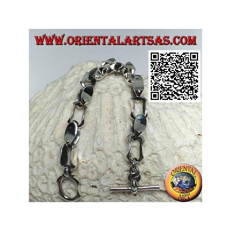 Pulsera de plata con cierre de anillos cóncavos de 22 cm x 10 mm
